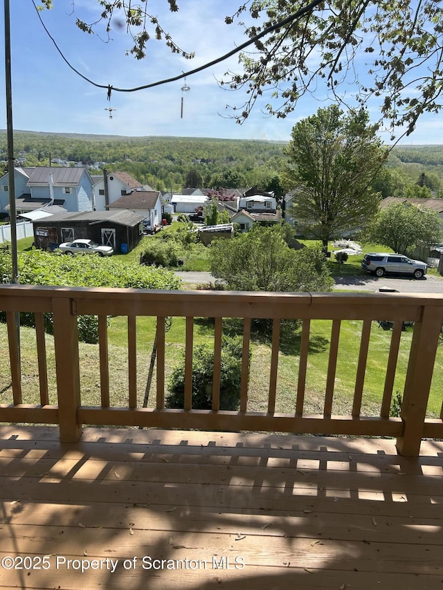 210 Gorham Ave, Mayfield, PA 18433 - deck with a residential view and a forest view