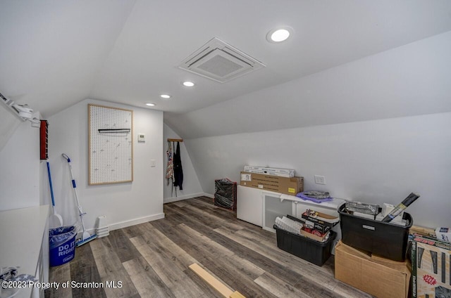 266 Warren Park Rd, New Milford, PA 18834 - bonus room with lofted ceiling, wood finished floors, attic access, recessed lighting, and baseboards