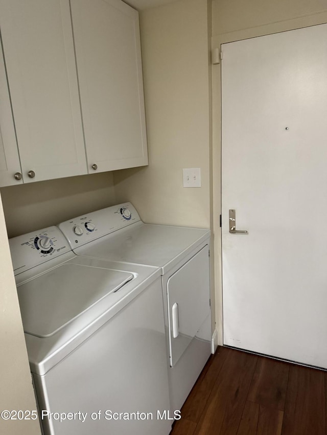 550 Clay Ave Unit 8C, Scranton, PA 18510 - laundry area with washing machine and dryer, dark wood-style flooring, and cabinet space