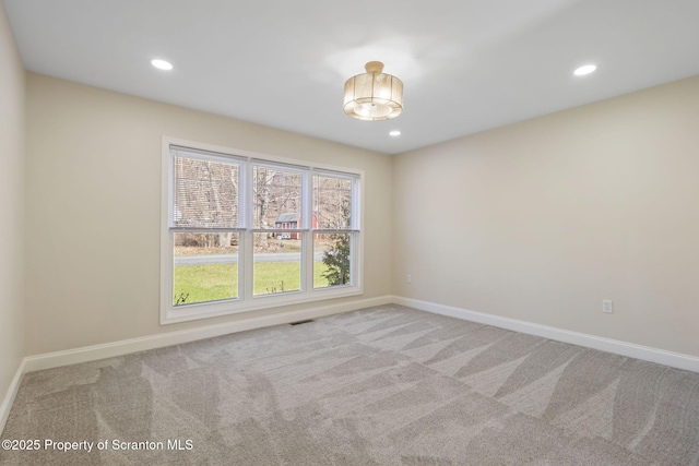 828 Lake Henry Rd, Lake Ariel, PA 18436 - carpeted empty room with baseboards, recessed lighting, and visible vents