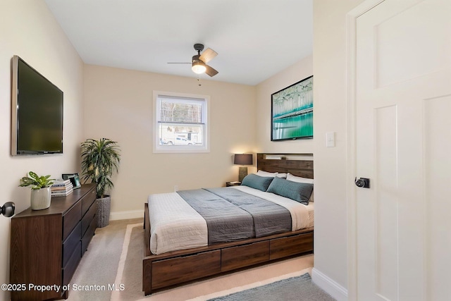 828 Lake Henry Rd, Lake Ariel, PA 18436 - bedroom with a ceiling fan, baseboards, and light carpet
