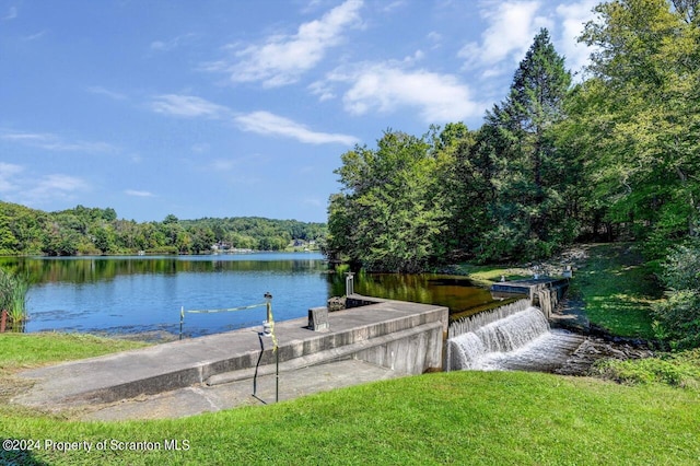 view of water feature featuring a dock