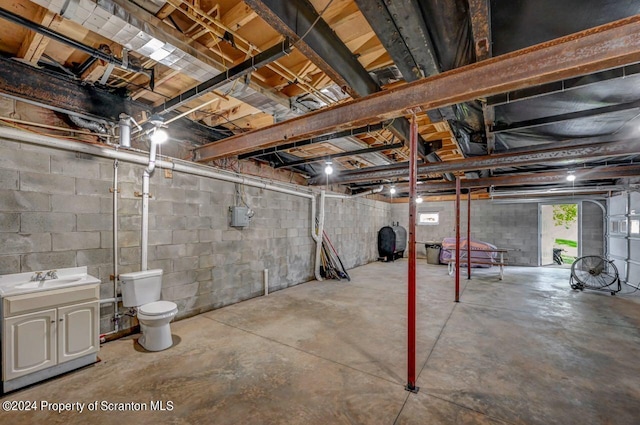 basement featuring sink