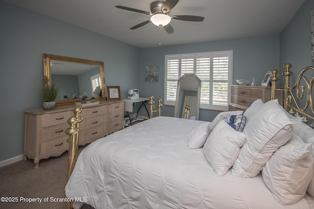 224 Shadow Wood Cir, Archbald, PA 18403 - bedroom with carpet floors, ceiling fan, and baseboards