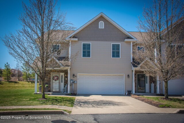 224 Shadow Wood Cir, Archbald, PA 18403 - traditional-style house with concrete driveway, a garage, and a front lawn