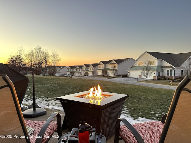 2103 Robinson Close, Moosic, PA 18507 - exterior space featuring a residential view, a fire pit, and a yard