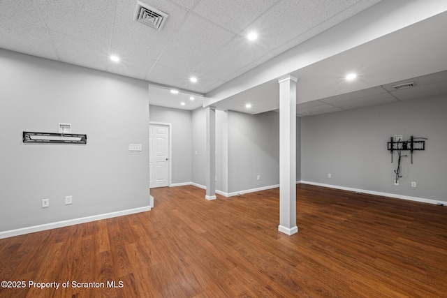 2103 Robinson Close, Moosic, PA 18507 - finished below grade area featuring a drop ceiling, wood finished floors, and recessed lighting