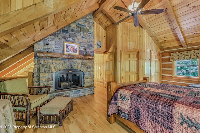5 Capricorn Cir, Lake Ariel, PA 18436 - bedroom with wood ceiling, wood finished floors, and wooden walls