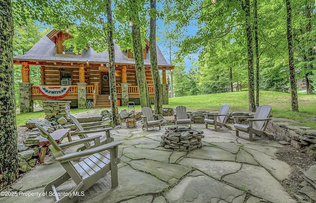5 Capricorn Cir, Lake Ariel, PA 18436 - view of patio / terrace featuring a fire pit