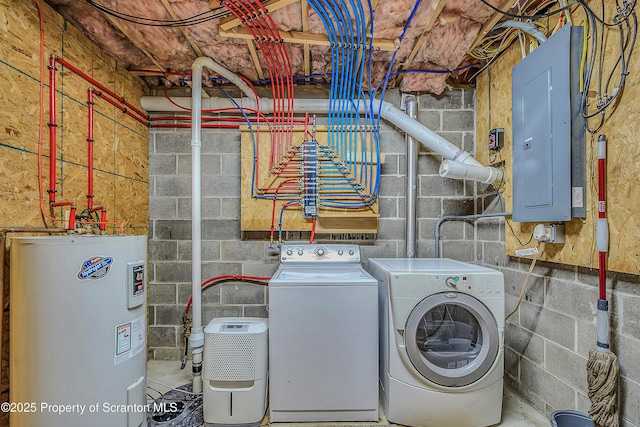 5 Capricorn Cir, Lake Ariel, PA 18436 - laundry room featuring independent washer and dryer, water heater, and electric panel