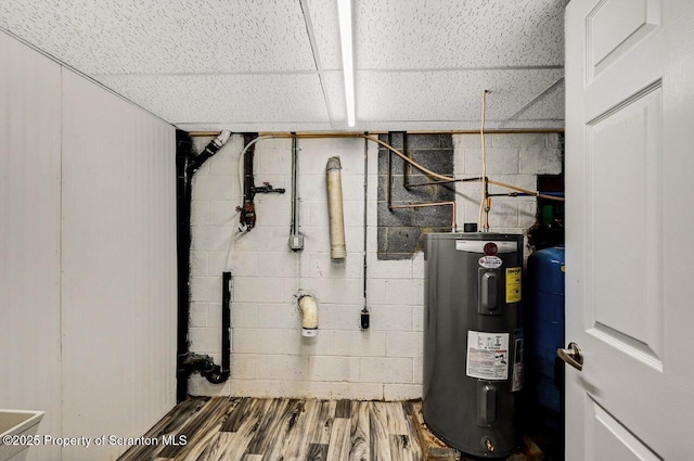 utility room featuring water heater