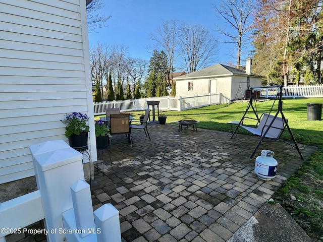 view of patio / terrace featuring outdoor dining area and a fenced backyard