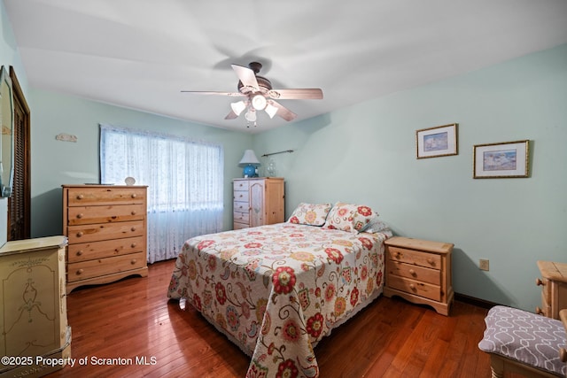 32 Christy Ln, Scott Twp, PA 18447 - bedroom with wood-type flooring and a ceiling fan