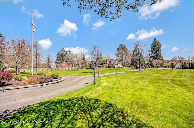 view of home's community featuring a lawn