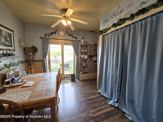 4 Little Ireland Rd, Starrucca, PA 18462 - dining room featuring dark wood-style floors and ceiling fan