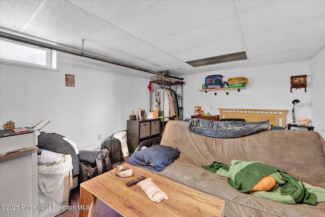 bedroom featuring a drop ceiling