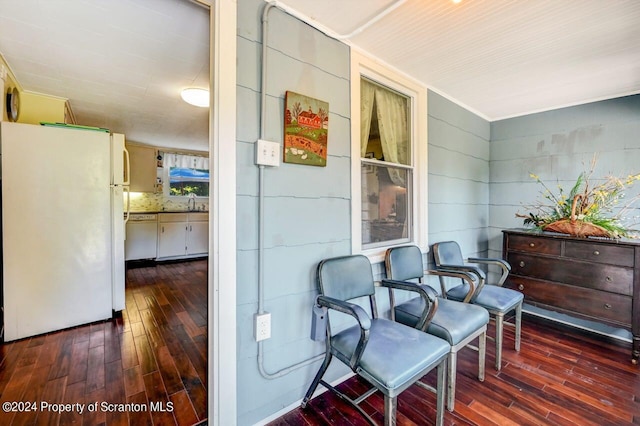 interior space with dark hardwood / wood-style flooring