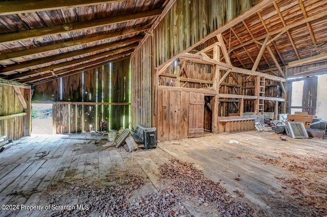 view of unfinished attic