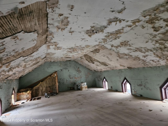 view of unfinished attic