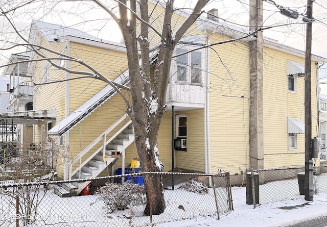 view of snow covered exterior