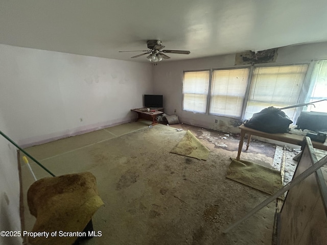 74 Matthews Rd, Spring Brook Twp, PA 18444 - unfurnished living room featuring plenty of natural light and ceiling fan