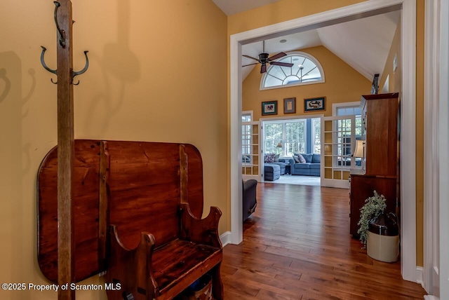 268 Winship Rd, Covington Twp, PA 18444 - corridor featuring lofted ceiling and wood finished floors