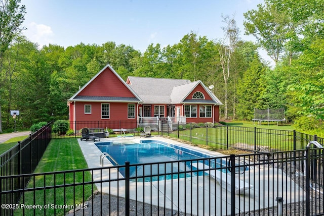 268 Winship Rd, Covington Twp, PA 18444 - view of swimming pool with a trampoline and a patio area