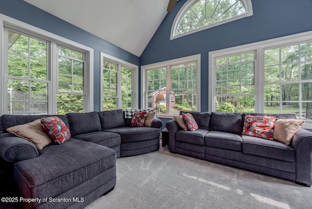 268 Winship Rd, Covington Twp, PA 18444 - sunroom with carpet flooring and high vaulted ceiling