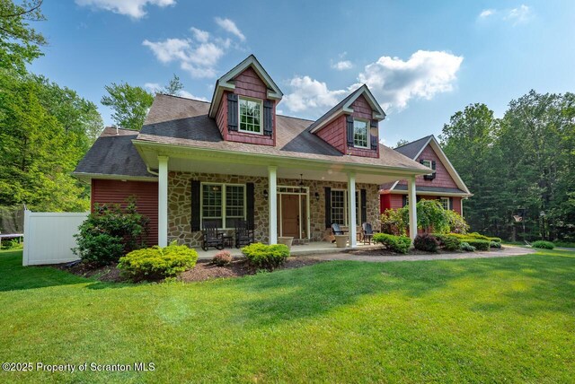 268 Winship Rd, Covington Twp, PA 18444 - view of front of property featuring covered porch and stone siding