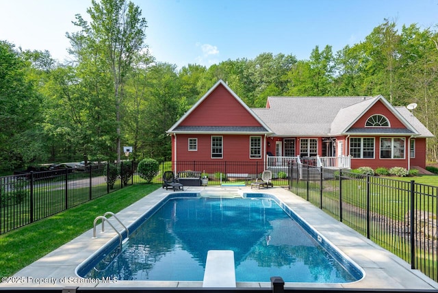 268 Winship Rd, Covington Twp, PA 18444 - view of pool featuring a diving board and a patio area