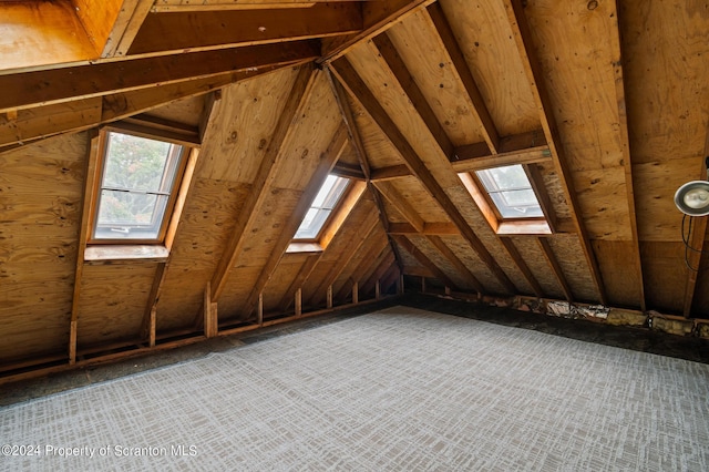 view of unfinished attic