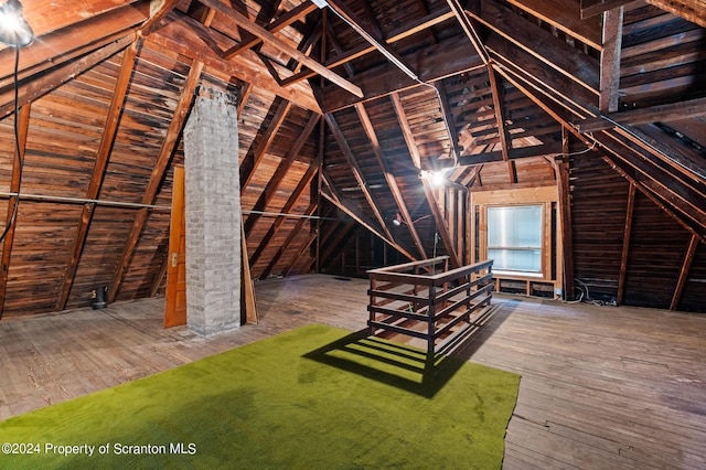 view of unfinished attic