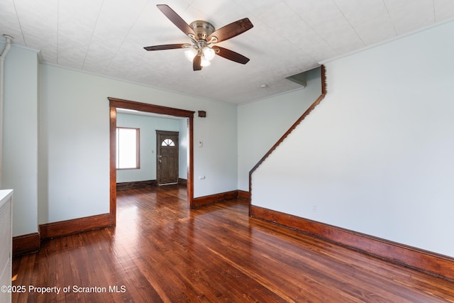 81 Rees St, Wilkes-Barre, PA 18702 - unfurnished room featuring baseboards, hardwood / wood-style flooring, and a ceiling fan