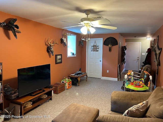 85 Cranberry Ter, Duryea, PA 18642 - carpeted living area featuring ceiling fan