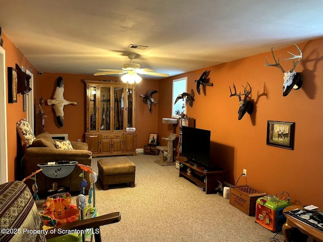 85 Cranberry Ter, Duryea, PA 18642 - living area featuring carpet flooring and a ceiling fan