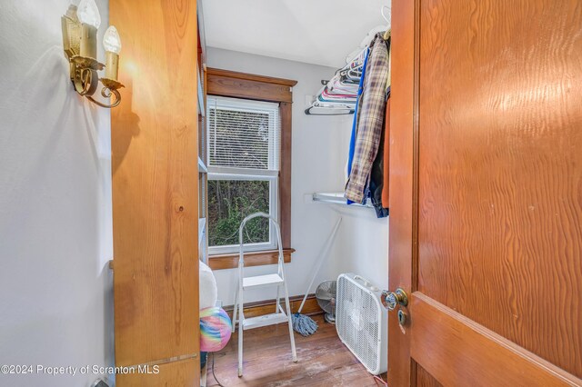 interior space with hardwood / wood-style floors