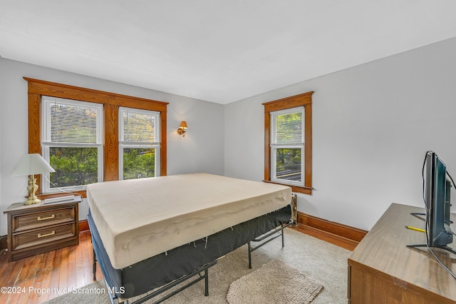 bedroom with light hardwood / wood-style floors