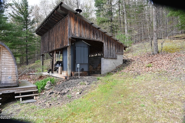 3511 Liberty Park Rd, Hallstead, PA 18822 - view of outdoor structure with a forest view