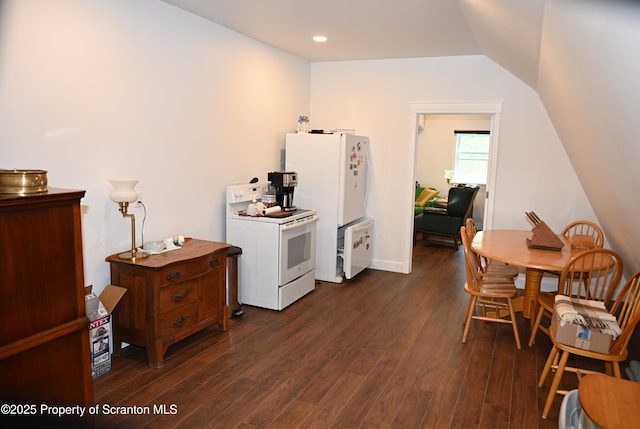 3511 Liberty Park Rd, Hallstead, PA 18822 - kitchen featuring white appliances, dark wood finished floors, and recessed lighting