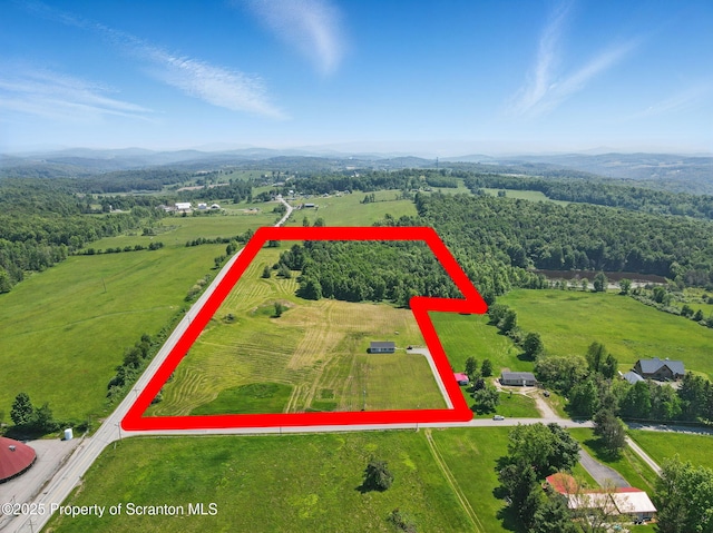 960 Lott Rd, Meshoppen, PA 18630 - view of rural area featuring property parcel outlined and a mountain backdrop