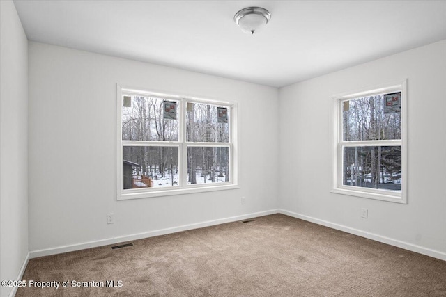 carpeted empty room featuring plenty of natural light