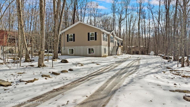 view of snow covered exterior