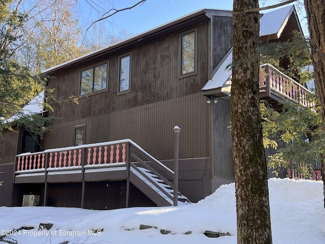 view of snow covered exterior