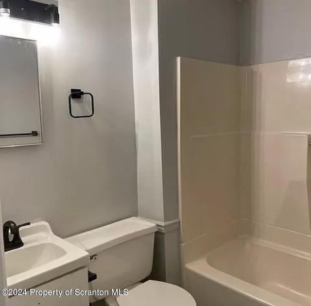 full bathroom with vanity, toilet, and shower / bathing tub combination