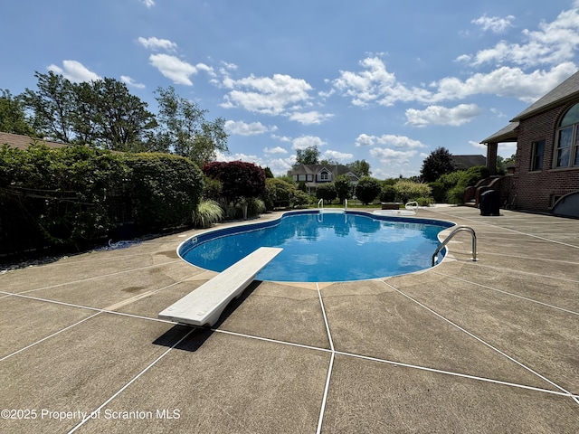 1 Stonehill Rd, Old Forge, PA 18518 - outdoor pool with a diving board and a patio area