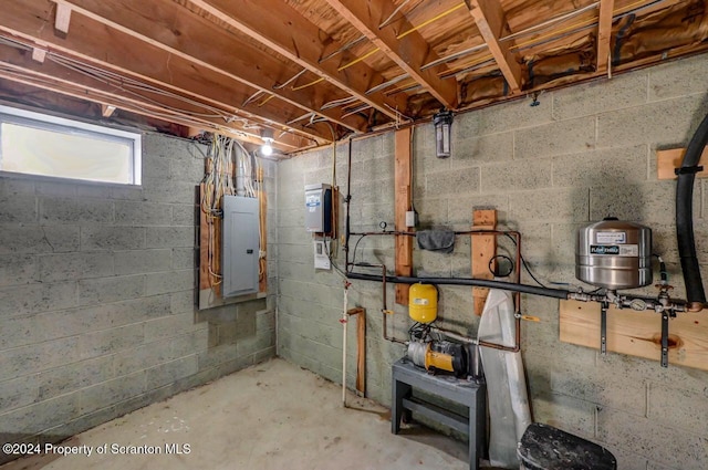 basement with electric panel