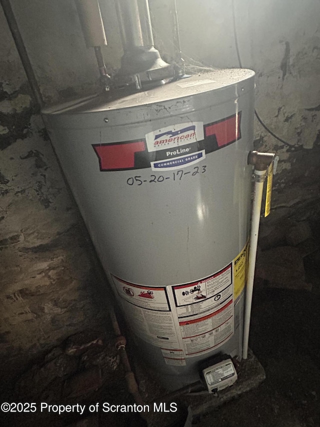 utility room with gas water heater