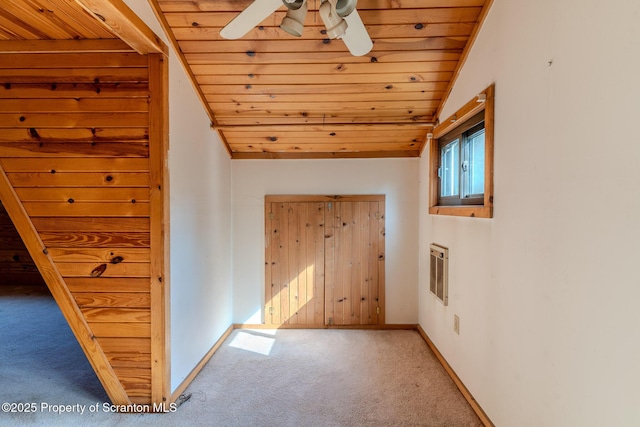 2269 Creek Rd, New Milford, PA 18834 - corridor with carpet flooring, wooden ceiling, baseboards, and heating unit