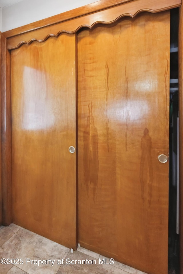 stairway with wooden walls