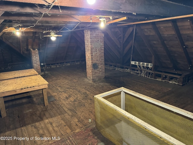 basement with wood-type flooring